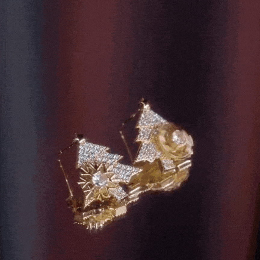 Pendientes de Árbol de Navidad con Copo de nieve Giratorio